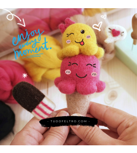 DIY - GELADO SUPER KAWAII (Kit Aprendizagem + Curso Online) | Needle Felting