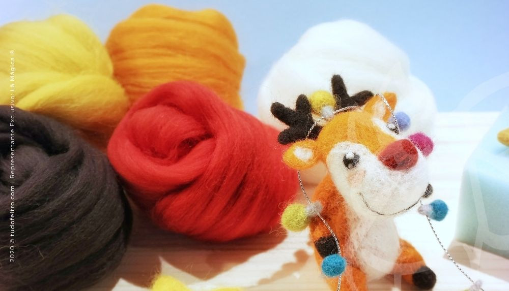 Rodolfo - Como fazer a Rena do Pai Natal com a técnica de feltragem com agulhas em lã Mágica?