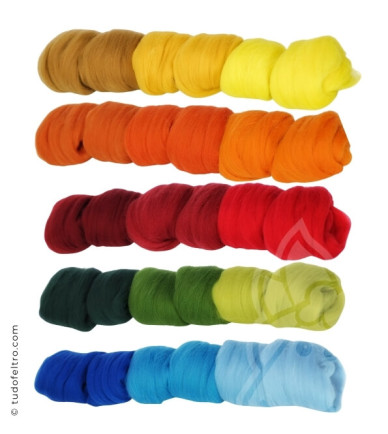 15 Cores - Pack Lã Penteada | 300 g 15 Cores - Pack Lã Penteada | 300 g