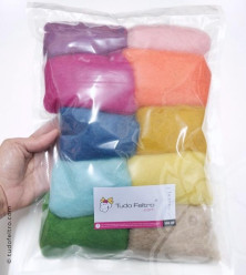 Pack Lã Cardada - 10 Cores | 100g