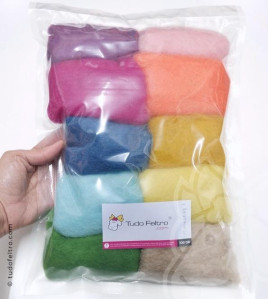 Pack Lã Cardada - 10 Cores | 100g Pack Lã Cardada - 10 Cores | 100g