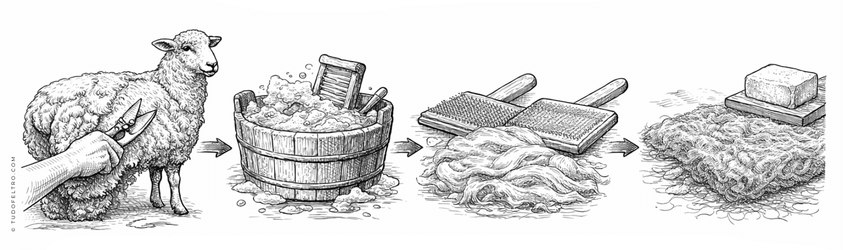 Ciclo da Lã - da tosquia à feltragem 